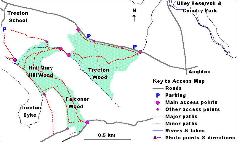 Hail Mary Hill & Falconer Woods - access map